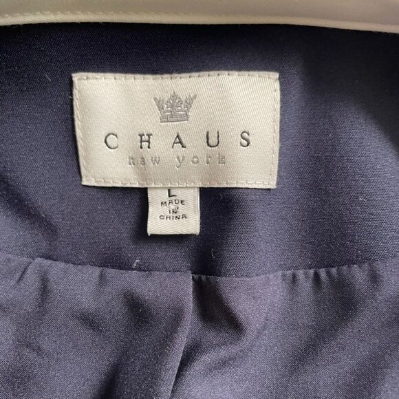 Chause Womens Classic Career Blazer  Blue White trim Tailored Jacket Size L New - Picture 7 of 10